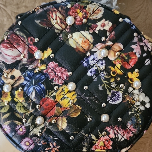 Floral Mini Bag with Pearl Accents - Picture 4 of 5